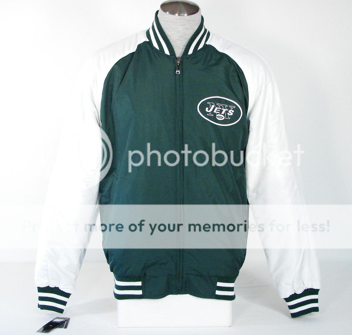 NFL Team Apparel New York Jets Reversible Wool Leather Varsity Jacket Mens