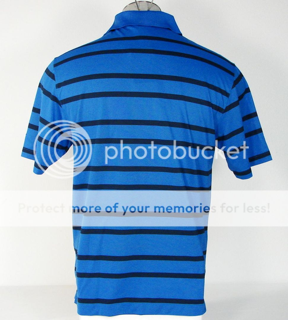 Nike Golf Dri Fit Short Sleeve Blue Stripe Polo Shirt Mens
