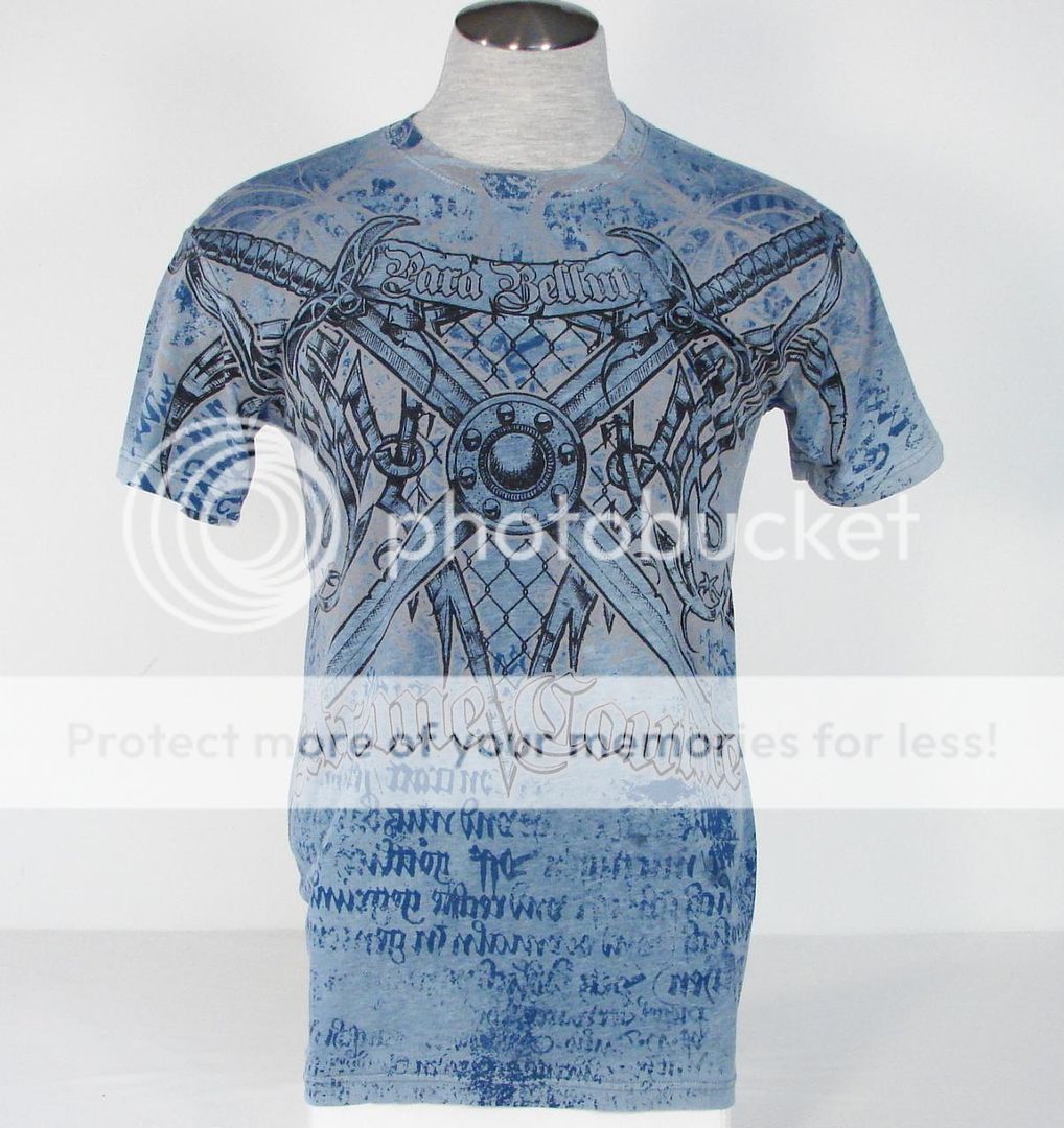 Xtreme Couture Para Bellum Vintage Tattoo Blue Tee T Shirt Mens Large L