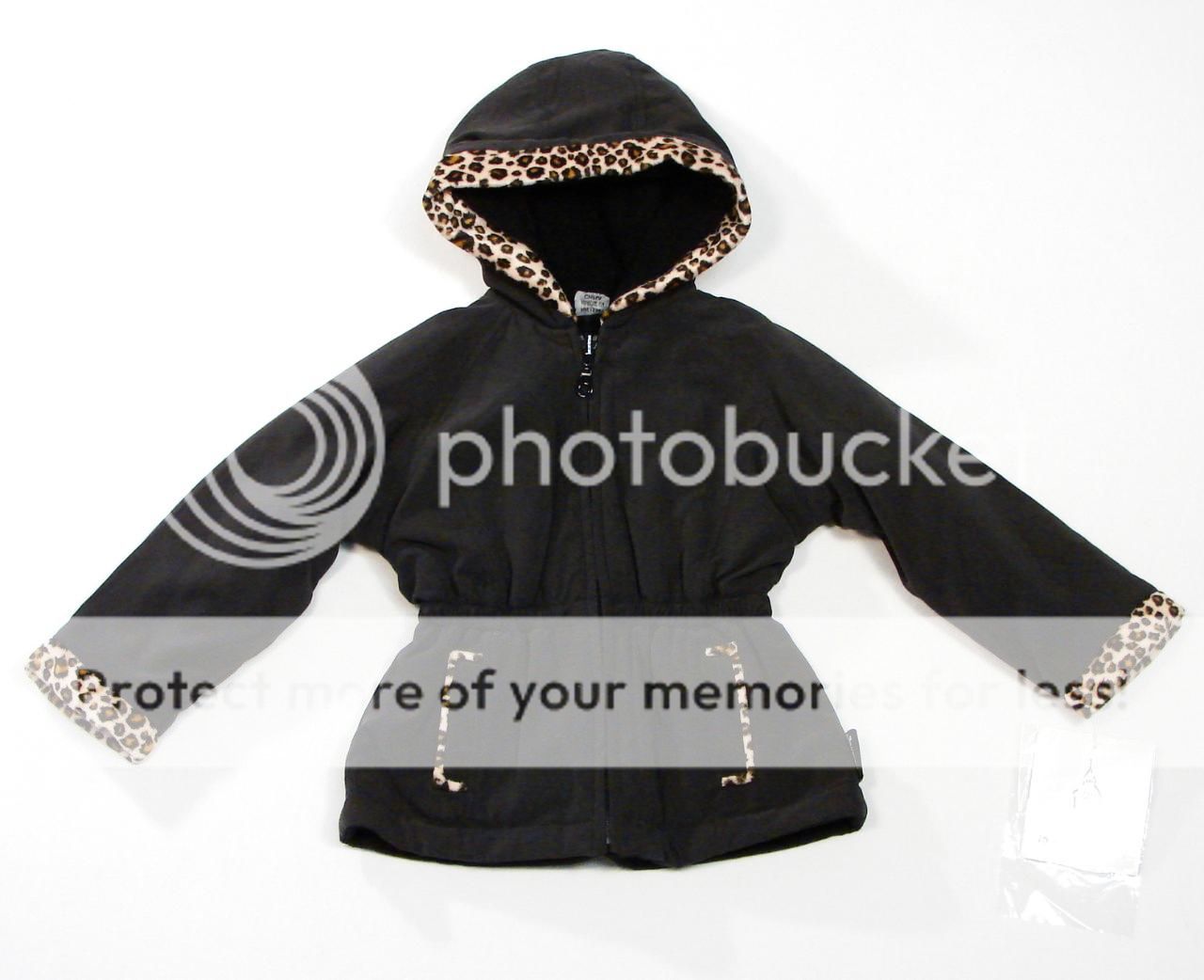 London Fog Reversible Hooded Winter Coat Jacket Black Leopard Girls 12 Months