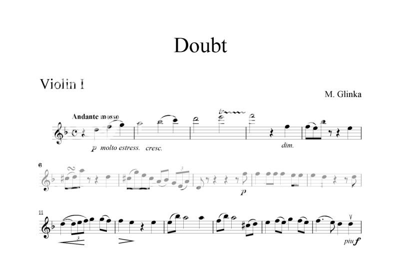 Glinka Doubt String Trio Violin Viola Cello Arrangement Sheet