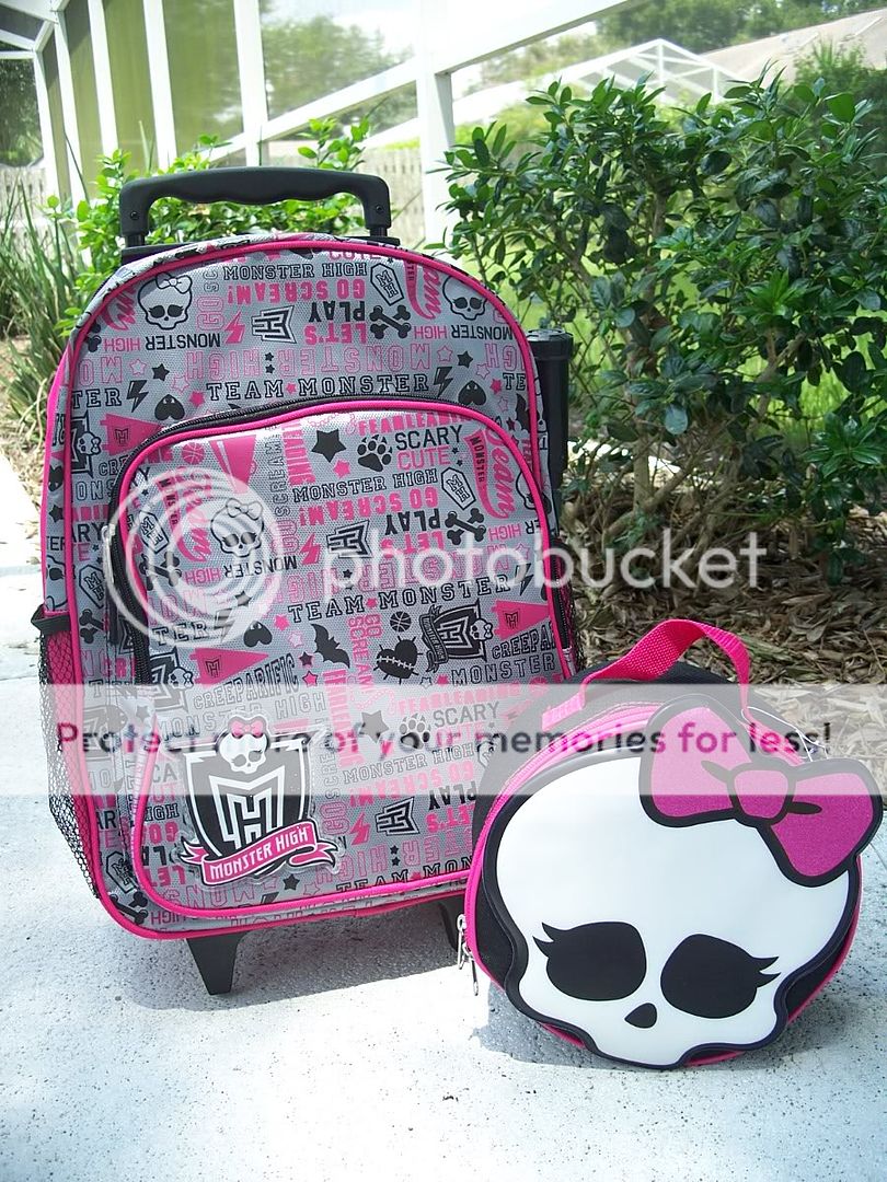 MONSTER HIGH rolling backpack cartable a roulettes RARE  