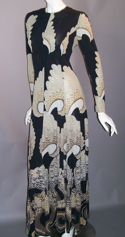 Dorothea's Closet Vintage Dress 70s Dress LA MENDOLA maxi JERSEY Print