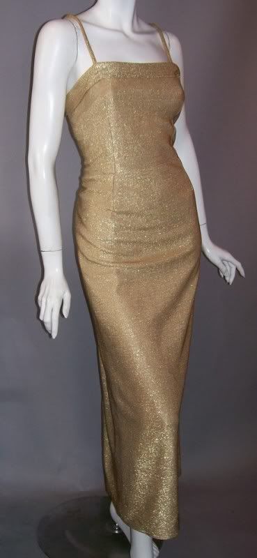 Dorothea's Closet Vintage Gown Gold Metallic Wiggle Dress EVENING Gown ...