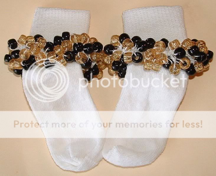 Black & GOLD boutique beaded socks girls shoe size 5 9  