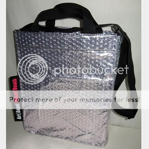 ART BASEL Mod Silver Metallic Bubble Wrap Tote Shopping Bag Ltd 