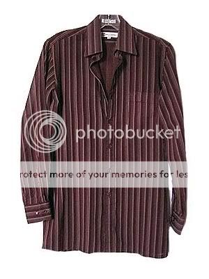   BALMAIN Mens Designer Vintage Sheer Burgundy Stripe Dress Shirt S
