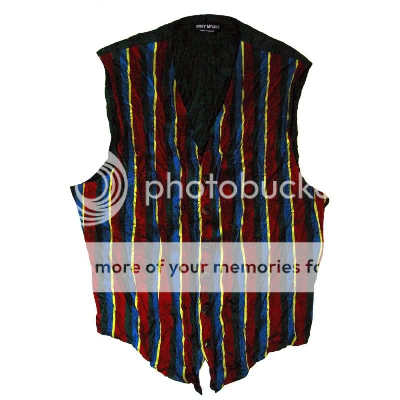ISSEY MIYAKE Designer Vintage Avant Garde Pleats Colorful Striped Vest 
