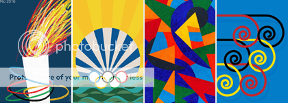 composition with section of official posters from Rio 2016 Olympic Games, from www.rio2016.com/es
