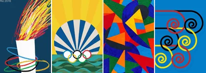 composition with section of official posters from Rio 2016 Olympic Games, from www.rio2016.com/es