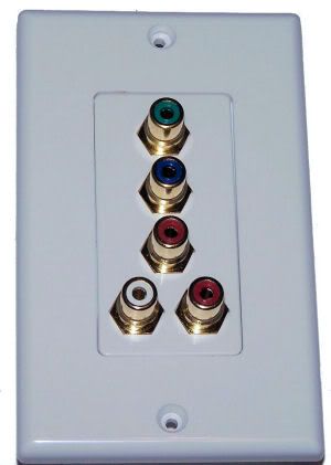 RGB Component Video Wall Plate 3 RGB 2 RCA Audio Jacks  