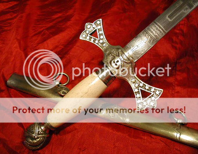 RARE Old 1850s Masonic KNIGHTS TEMPLAR SKULL TOMB SWORD Medieval 