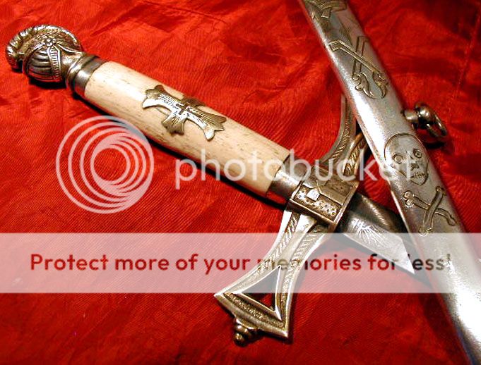 RARE Old Masonic TEMPLAR SKULL & COFFIN MORTALITY SWORD  