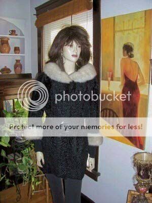 PERSIAN LAMB BROADTAIL KARAKUL FUR COAT MINK TRIM 8 14  