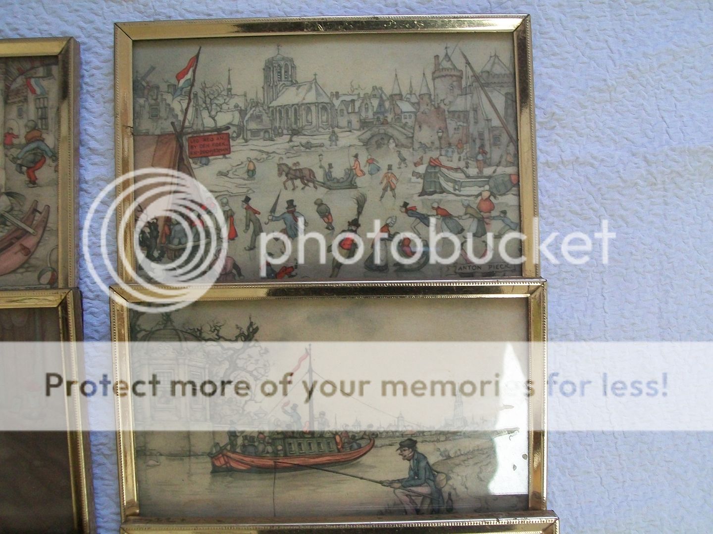 Dutch~6 FULL COLOUR PRINTS IN FRAMES UNDER GLASS BY ANTON PIECK 4 X 6 