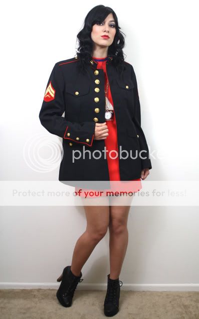 Vtg Military Marines Dress Blues Brass Button Blk Sgt Pepper Uniform