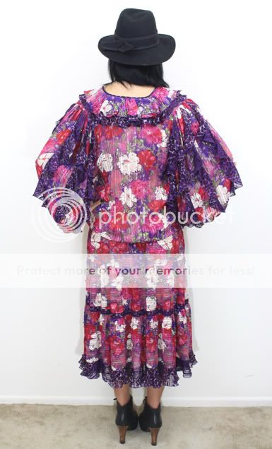   DIANE FRES Silk Sheer FLORAL Georgette GYPSY BOHO Draped Maxi Dress S