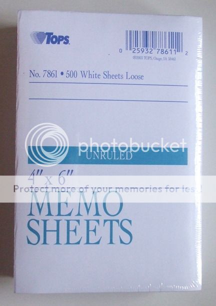 Memo Pad Sheet Tops Pack of 500 White 4X6