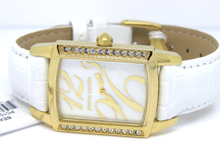 Pierre Cardin Ladies Gold Beaute Watch PC104182F02 Crystal Leather White