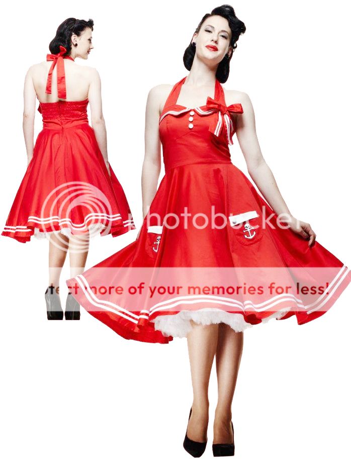   BUNNY Red ~MoTLeY~ 50s Pin Up Sailor Party Dress 6 22 XS 4XL  