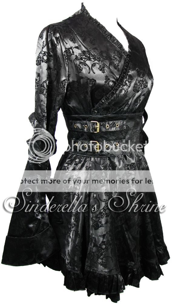 Black HELL BUNNY ~ViCToRiaN KiMoNo~Satin Japanese Steampunk Mini Dress 