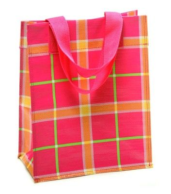 New DRUG STORE TOTE BOOK BAG Lilly Pink Green Plaid Eco  