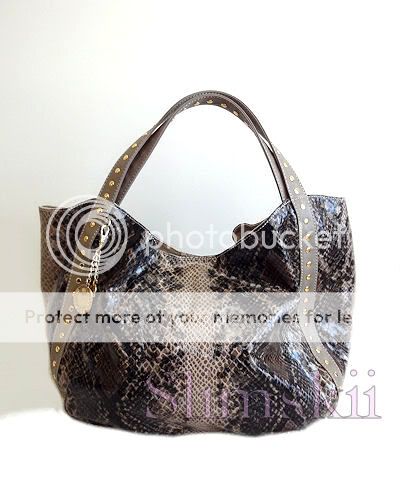   Patent MELIE BIANCO Python Snake Hobo Gold Stud Handbag Purse  