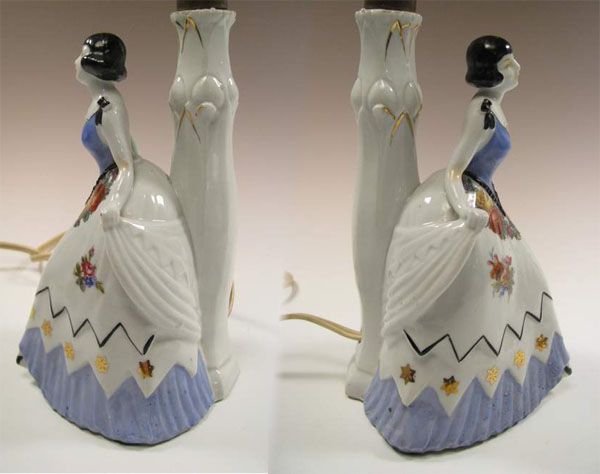 Old German Art Deco Porcelain Figurine Boudoir Lamps