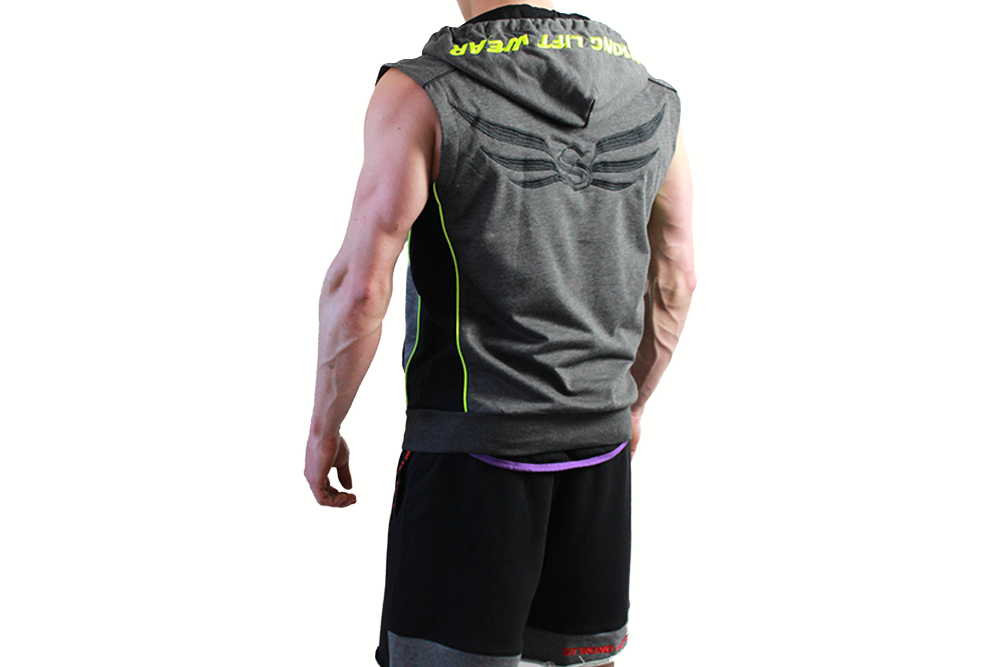 STRONG LIFT WEAR - Mens Electric Sleeveless Hoodie top casual gym ...