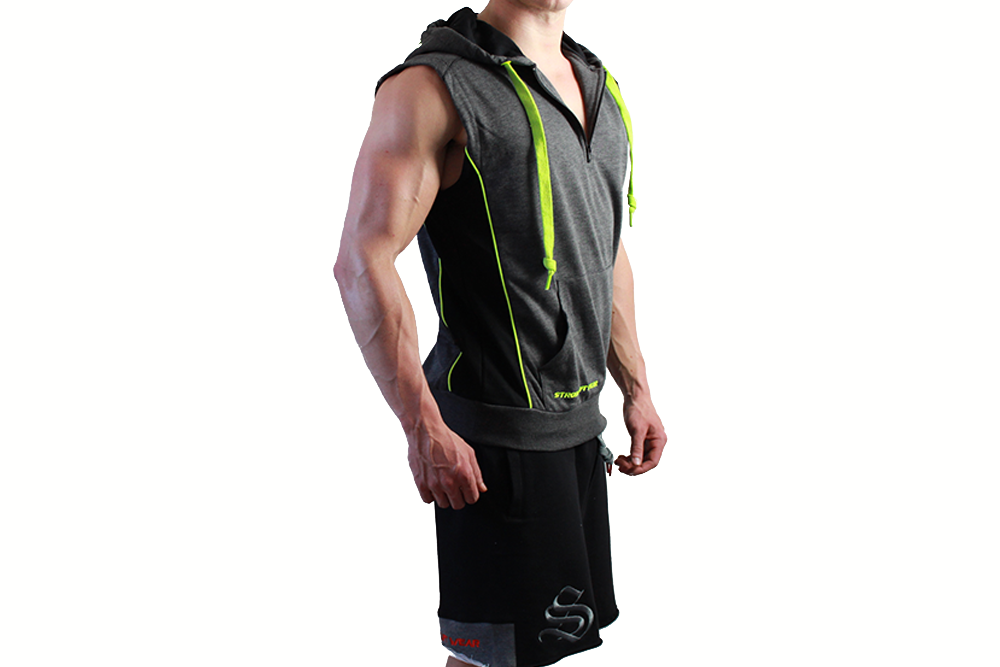 STRONG LIFT WEAR - Mens Electric Sleeveless Hoodie top casual gym ...