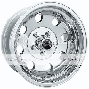 american racing 15x8 polished baja wheels center caps are included