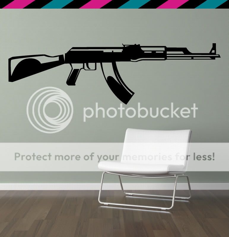 AK47 gun bullet assault rifle ammunition wall decal sticker tattoo 