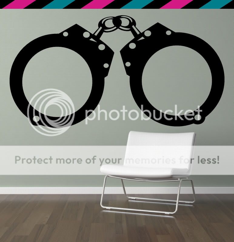 Handcuffs police criminal prisoner s+m s&m kink wall decal sticker 