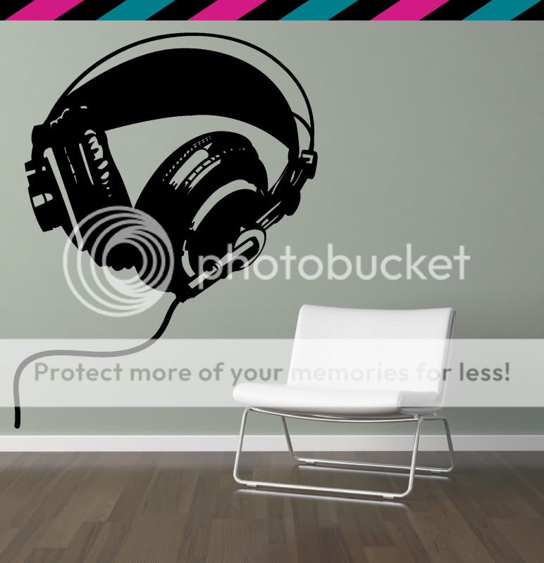 headphones earphones rap music hip hop wall decal