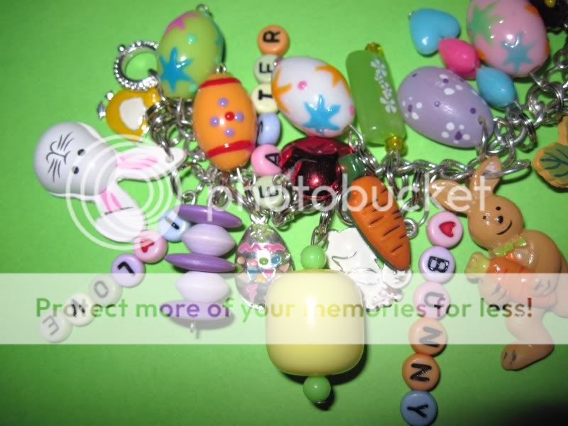   EASTER Charm Bracelet Bunnies Eggs Chicks Beads Hearts Charms  