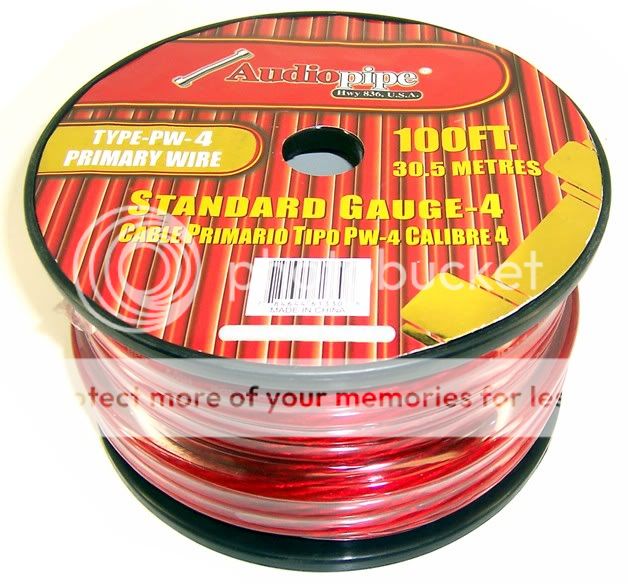 AUDIOPIPE 4 GAUGE RED CAR POWER / GROUND WIRE 100  