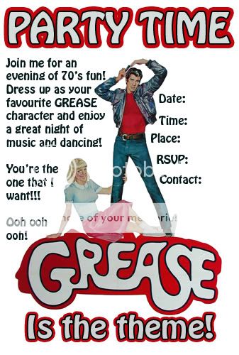 Grease Birthday Party Invitations 3