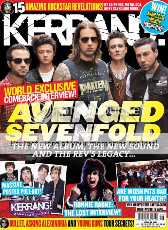 Avenged Sevenfold on the cover of Kerrang Kerrang