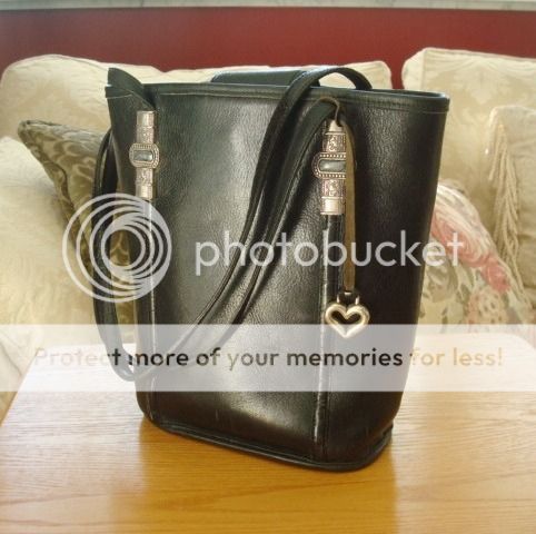 Brighton Black Leather Large Bucket Bag with Silver Embossed Stones
