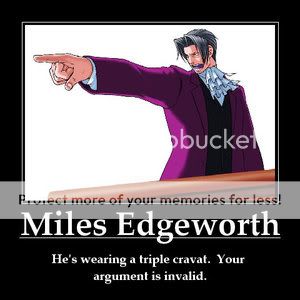 I need to think of characters that wear a Red Scarf. Miles_Edgeworth_OBJECTION