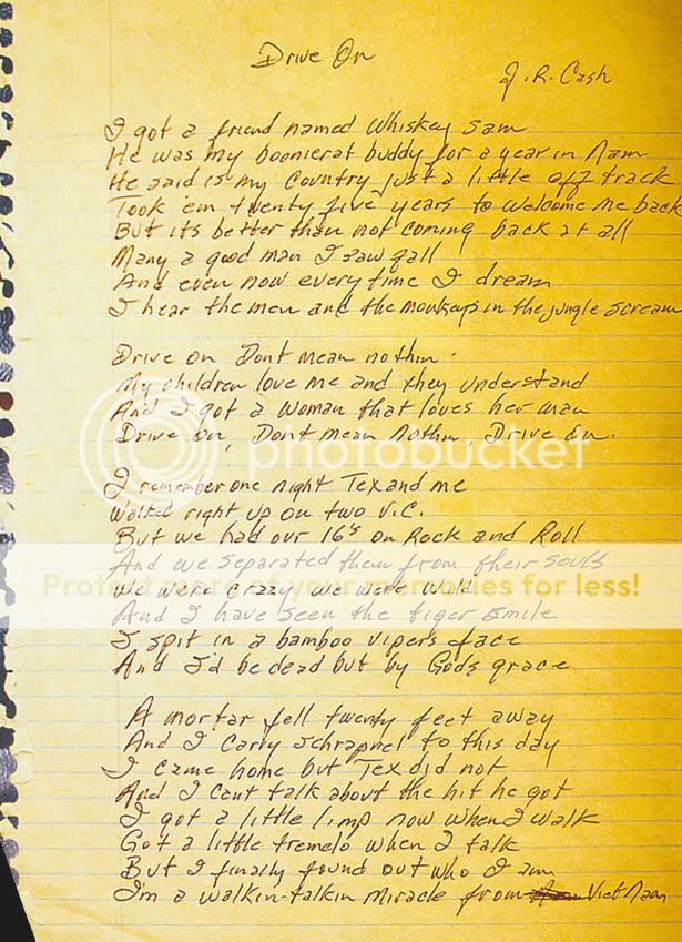 Johnny Cash at The Viper Room,  Dec 3 1993 Cashdriveonlyrics