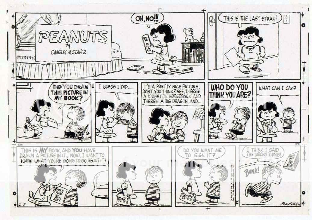 1958 PEANUTS CHARLES SCHULZ ART ORIGINAL PRODUCTION PROOF SUNDAY PAGE 