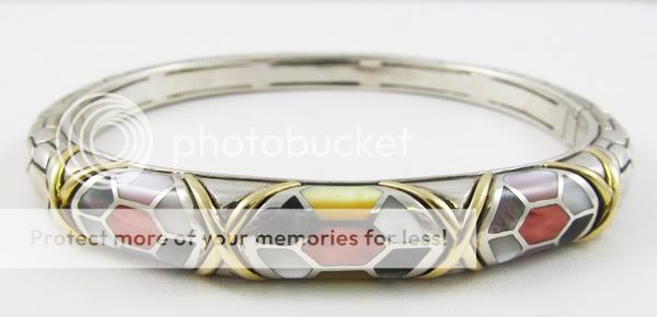 Asch Grossbardt SS 18K Gold Multi Color Inlaid Gemstone Bracelet New $ 