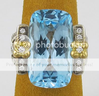 Barbara Bixby SS/18K Diamond and Blue Topaz Ring *NEW* $1,650