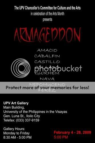Local Iloilo Art Exhibition Updates - exhibition announcements Armageddon-poster