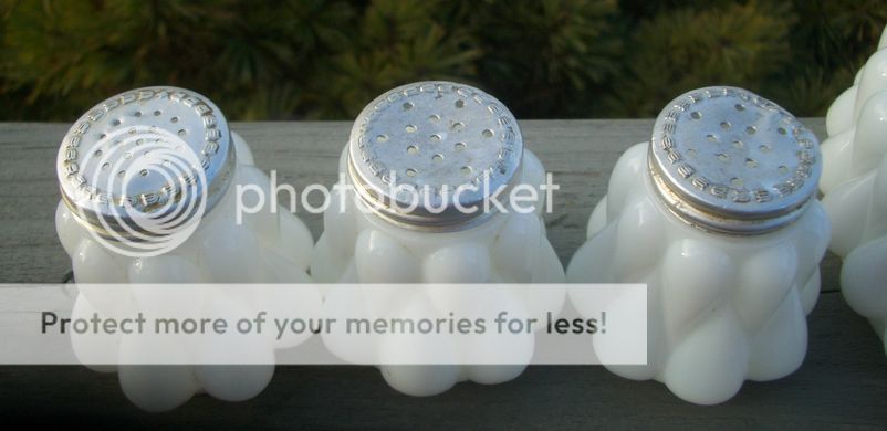 1950 FENTON TEARDROP MILK GLASS SALT SHAKER CASTOR SET  