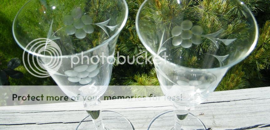 CUT FLOWER FLORAL LAUREL STEM CRYSTAL GLASS 8oz GOBLET  