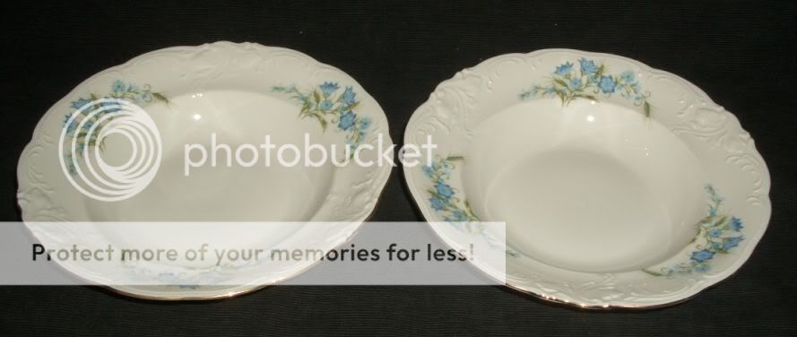 BLUE FLOWERS FLORAL CHINA WALBRZYCH SOUP CEREAL BOWL  