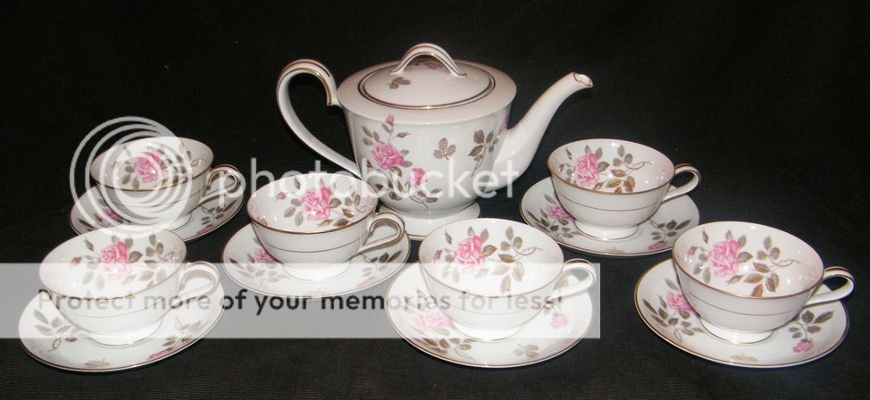 PINK ROSES NORITAKE 5475 TEAPOT TEA POT CUP SAUCER SET  