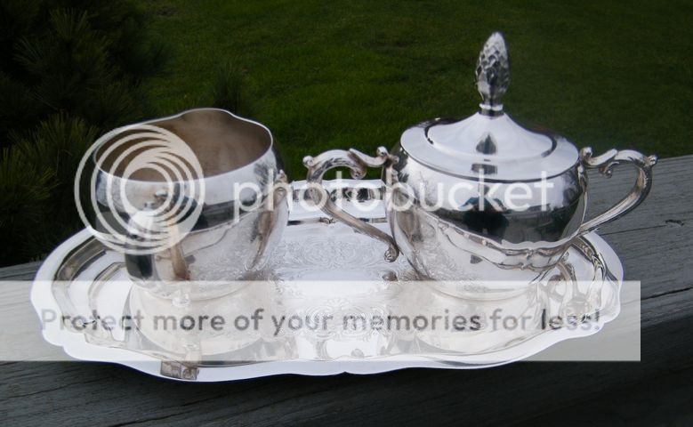   buffet hallowware serving cream sugar server set antique silver sugar